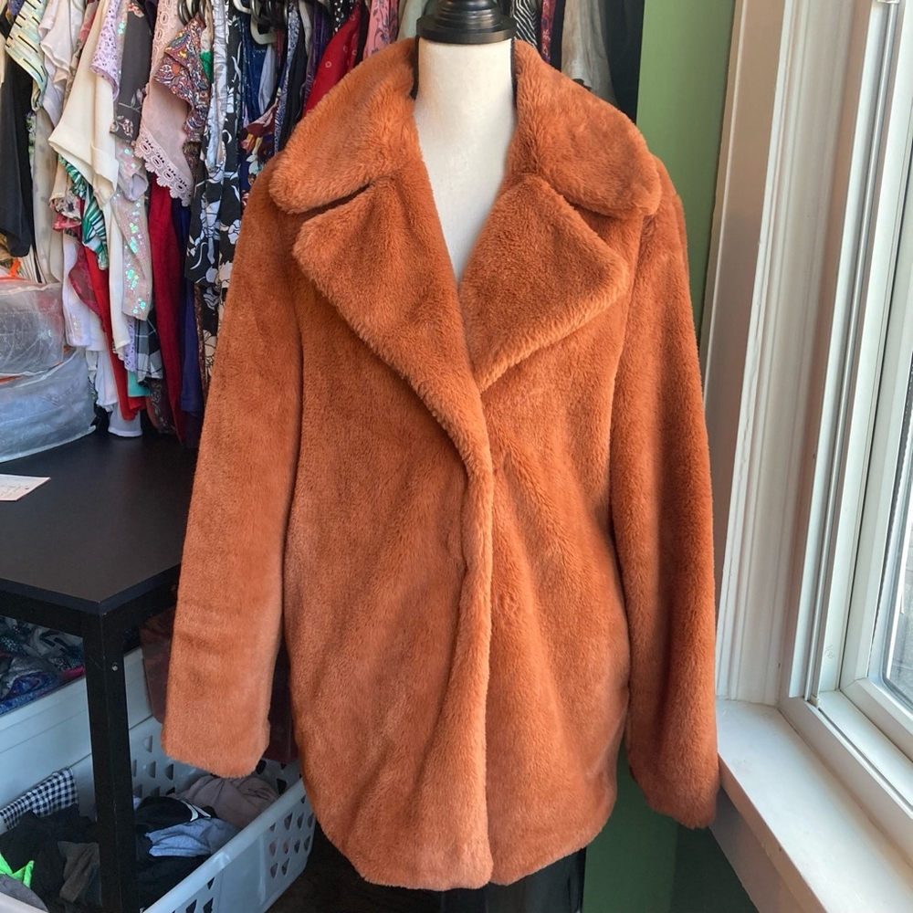 Women's Teddy Jacket in Rust Orange